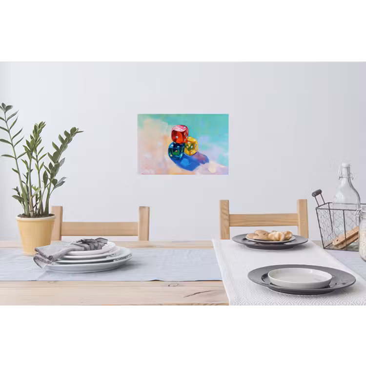 Dobbelstenen - Kleurrijk - Getallen - Stipjes Muursticker klein -eettafel