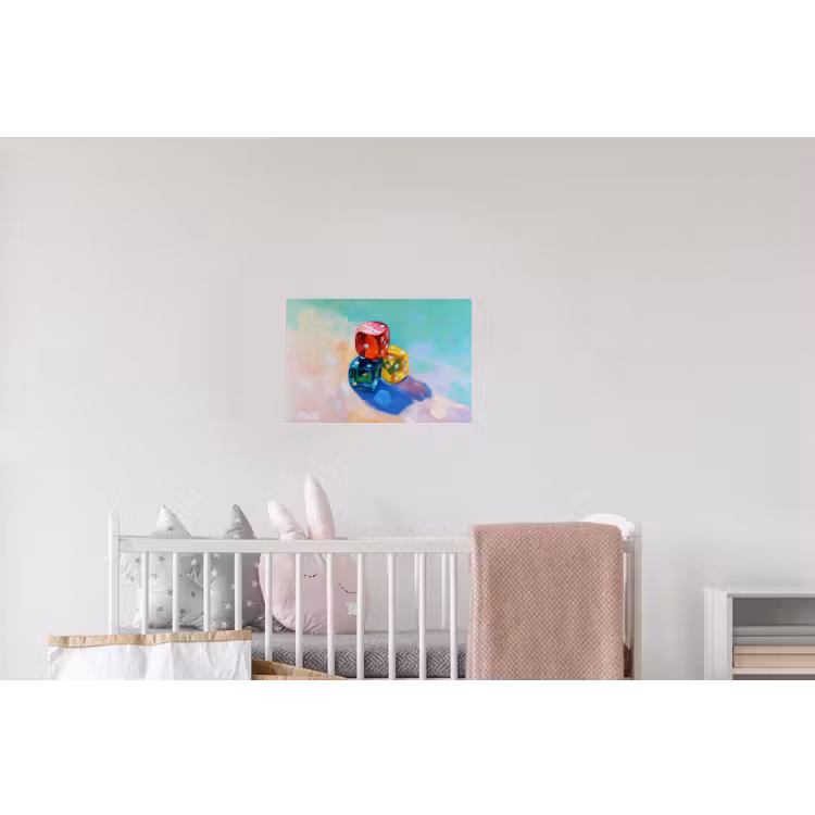 Dobbelstenen - Kleurrijk - Getallen - Stipjes Muursticker klein -kinderkamer