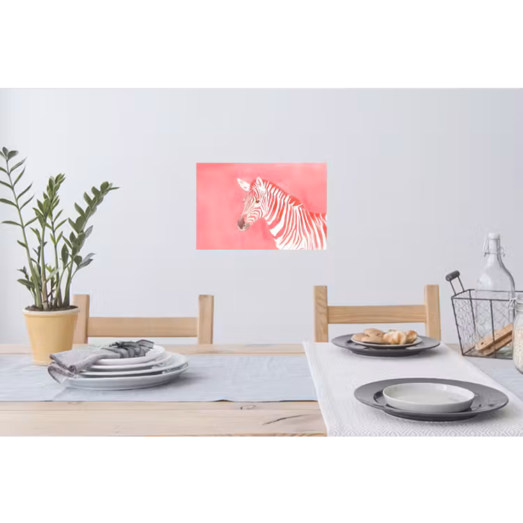 Zebra - Pink - Verf Muursticker klein -eettafel