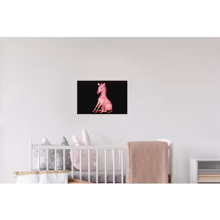 Zebra - Roze - Gestreept Muursticker klein -kinderkamer