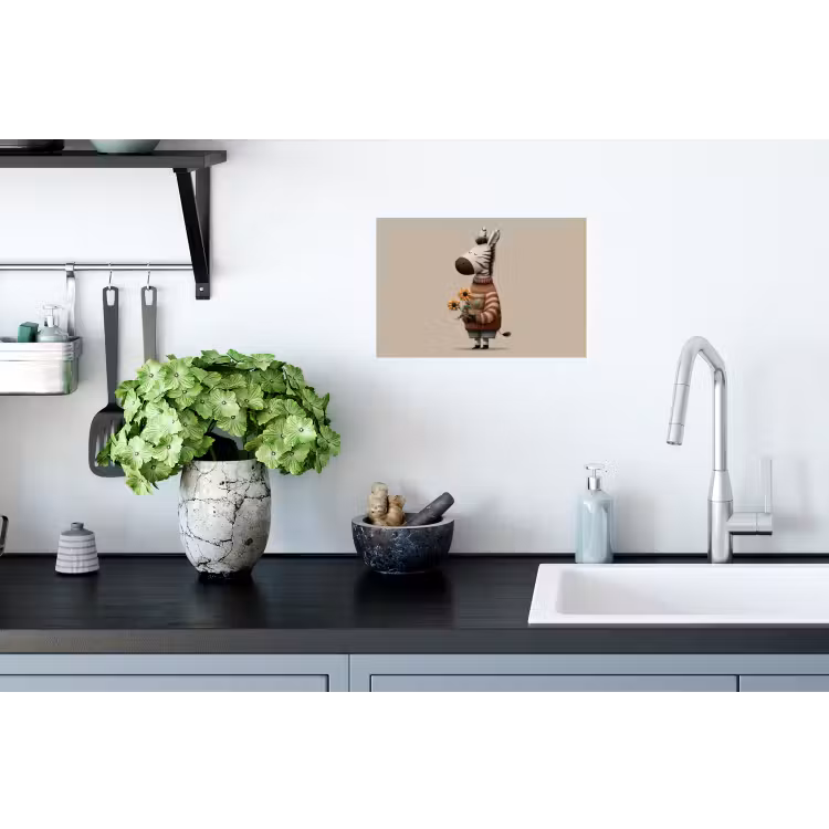 Zebra - Zonnebloemen - Warm Muursticker klein -keuken