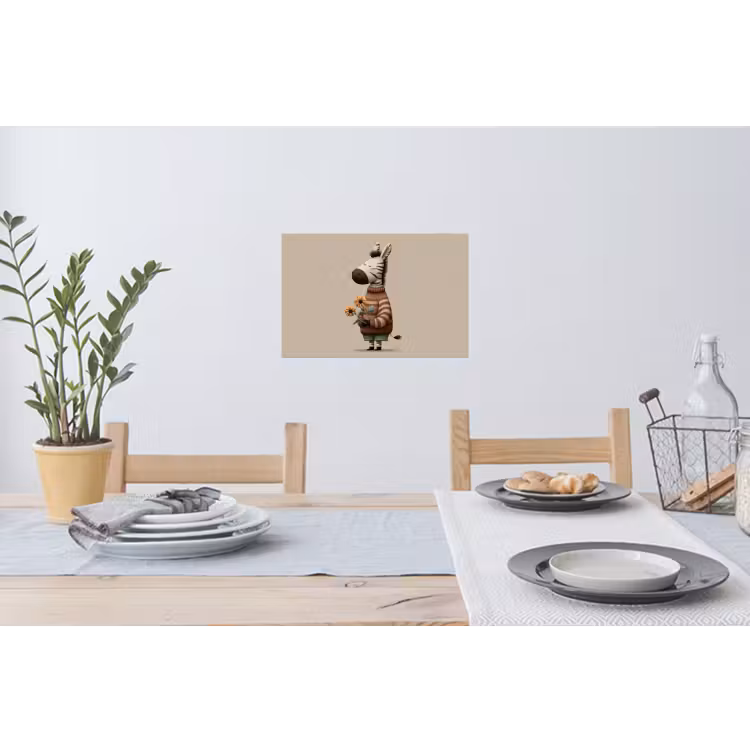 Zebra - Zonnebloemen - Warm Muursticker klein -eettafel