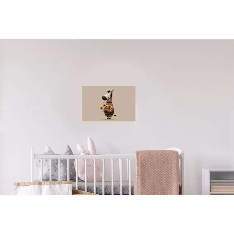 Zebra - Zonnebloemen - Warm Muursticker klein -kinderkamer