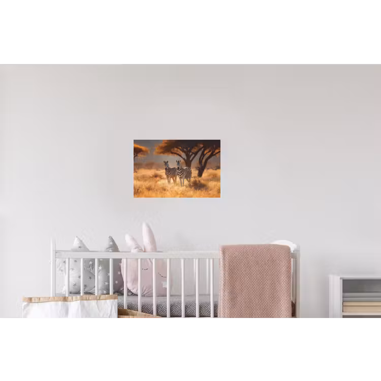 Zebra's - Savannelandschap - Gras Muursticker klein -kinderkamer