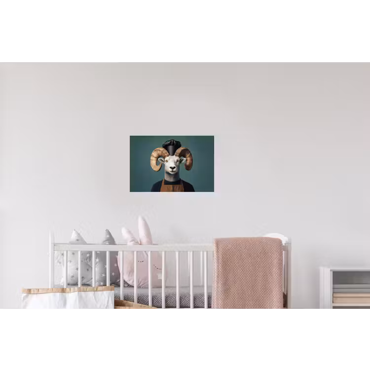 Geit - Hoorns - Kokskleding Muursticker klein -kinderkamer