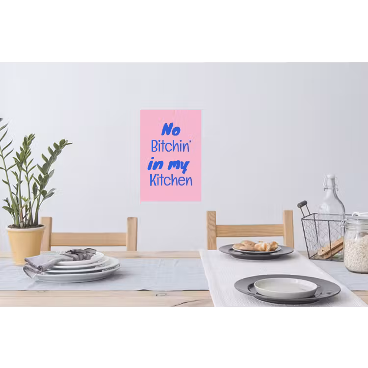 Quote - Blauw - Lettertype - Keuken Muursticker klein -eettafel