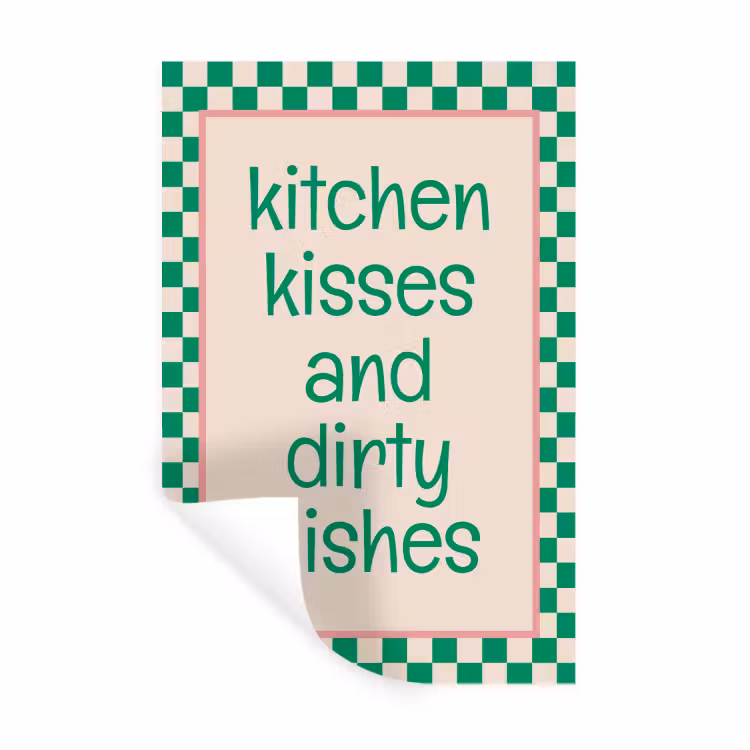 Quote - Groen - Geblokt - Keuken Muursticker klein -3d