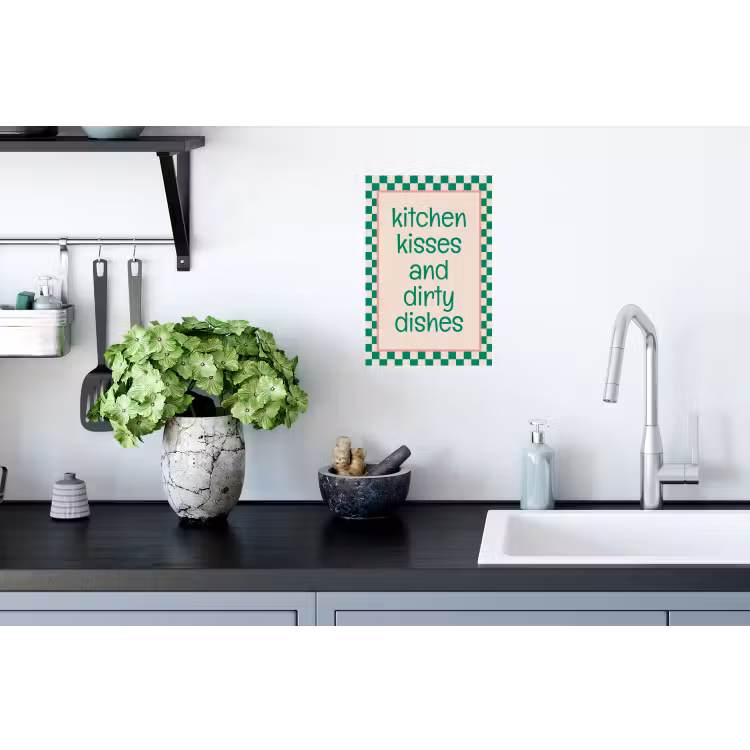 Quote - Groen - Geblokt - Keuken Muursticker klein -keuken
