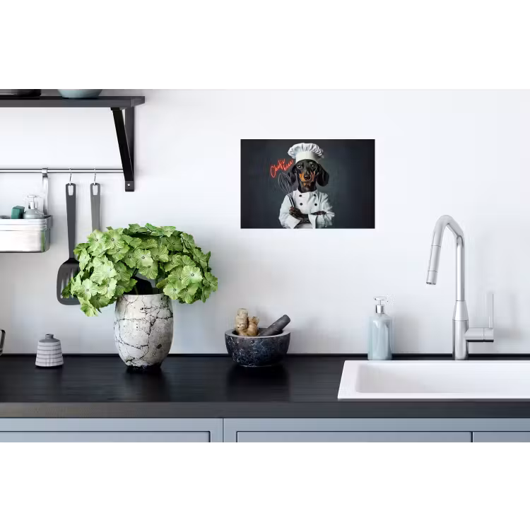 Quote - Neon - Hond - Kokskleding Muursticker klein -keuken