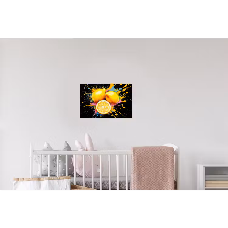 Citroen - Graffiti - Kleurrijk - Verf - Modern Muursticker klein -kinderkamer