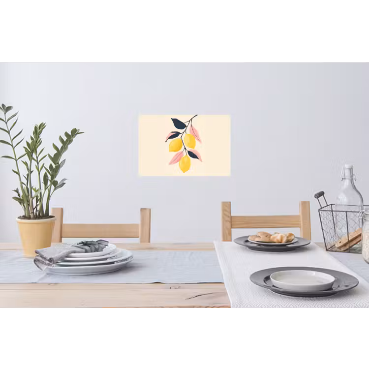 Citroenen - Felgeel - Tak - Bladeren Muursticker klein -eettafel
