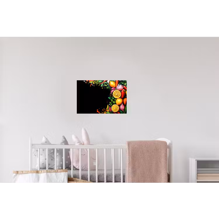 Citroenen - Peper - Kruiden - Graffiti - Verf - Abstract Muursticker klein -kinderkamer