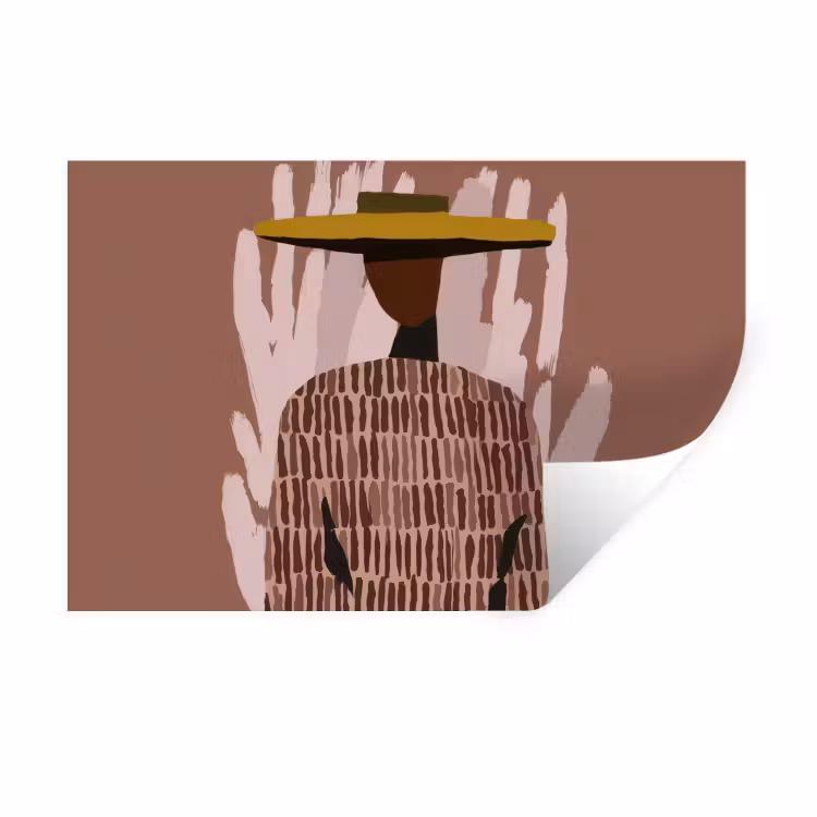 Abstract - Figuur - Illustratie - Hoed Muursticker klein -3d