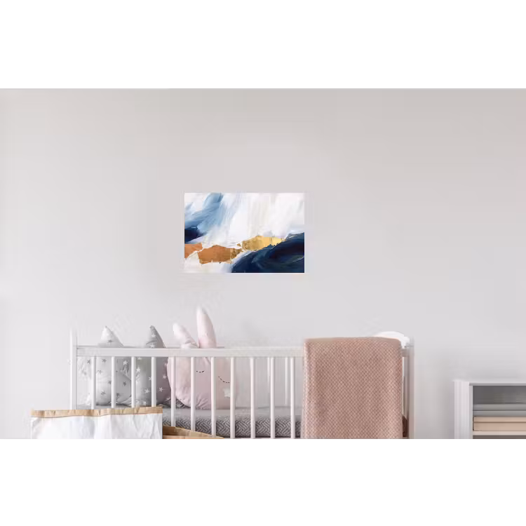 Abstract - Acryl - Blauw - Goud - Elegant Muursticker klein -kinderkamer