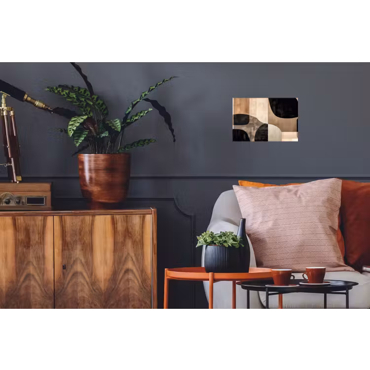 Abstract - Vlakken - Zwart - Rond Muursticker klein -kamerbank