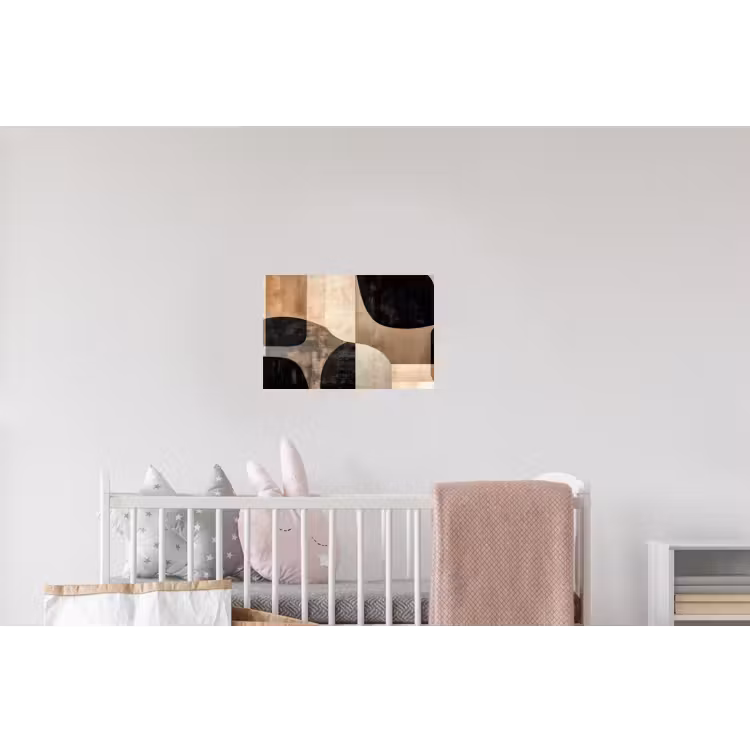 Abstract - Vlakken - Zwart - Rond Muursticker klein -kinderkamer