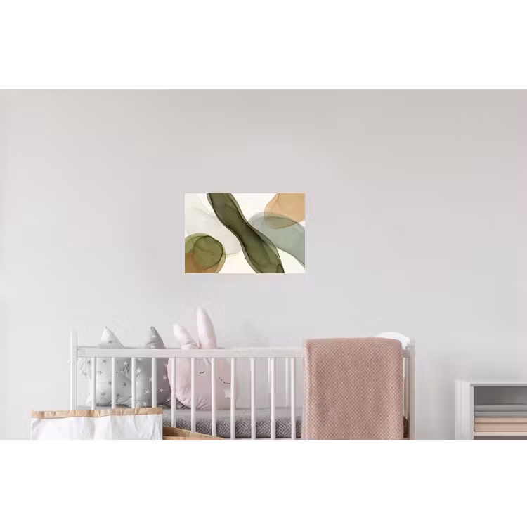 Abstract - Vormen - Modern - Kunst - Groen - Bruin Muursticker klein -kinderkamer