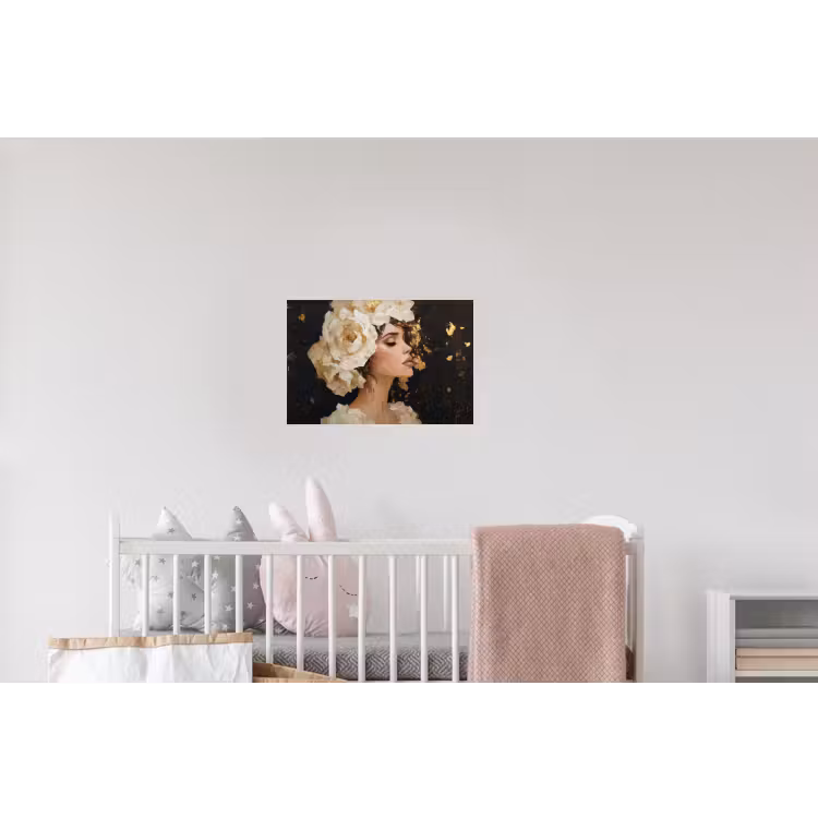 Abstract - Vrouw - Bloemen - Wit Muursticker klein -kinderkamer