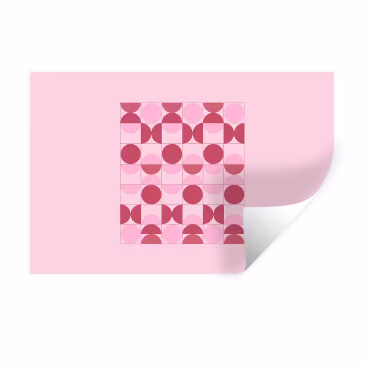 Abstract - Geometrisch - Cirkels - Roze - Modern Muursticker klein -3d