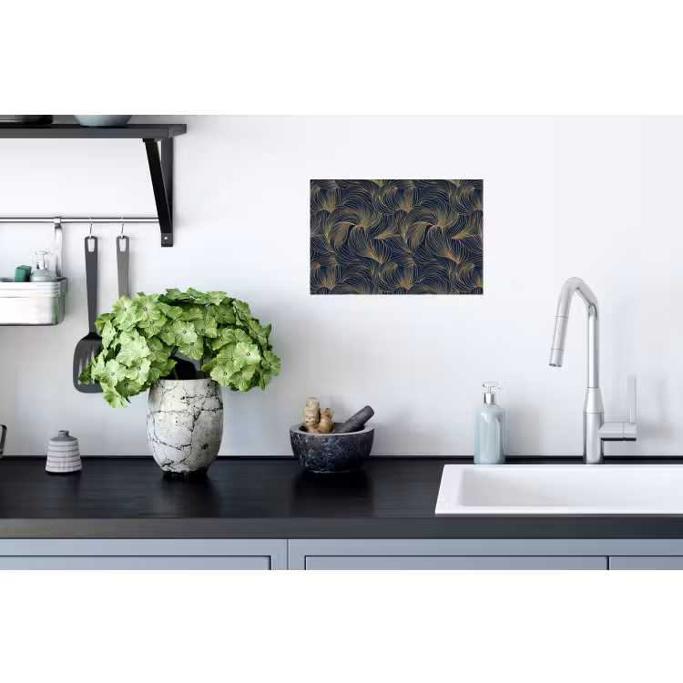 Abstract - Lijnen - Blauw - Goud Muursticker klein 286 -keuken