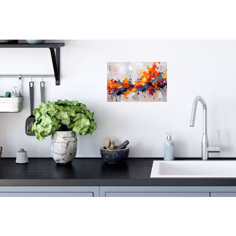 Abstract - Schilderij - Kleurrijk - Dynamisch Muursticker klein -keuken