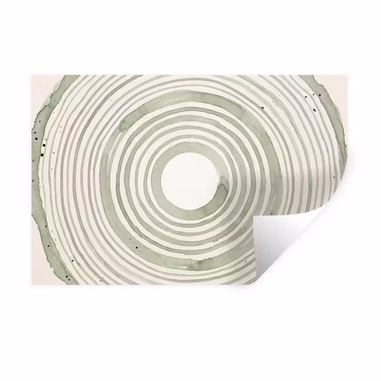Abstractie - Cirkels - Waterverf - Groen - Modern Muursticker klein -3d