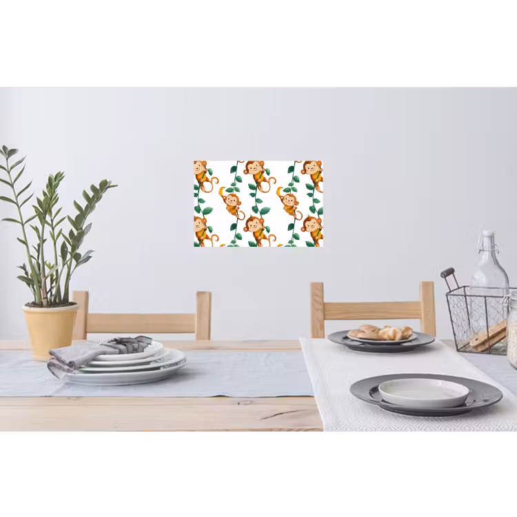Apen - Lianen - Kleurrijk Muursticker klein 286 -eettafel