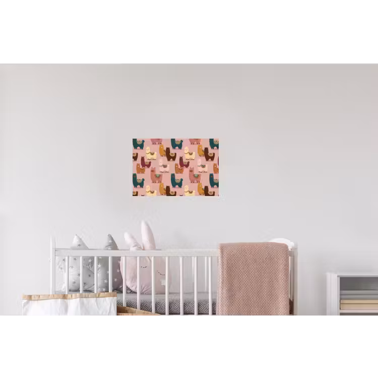 Alpaca's - Patroon - Kleurrijk Muursticker klein 286 -kinderkamer