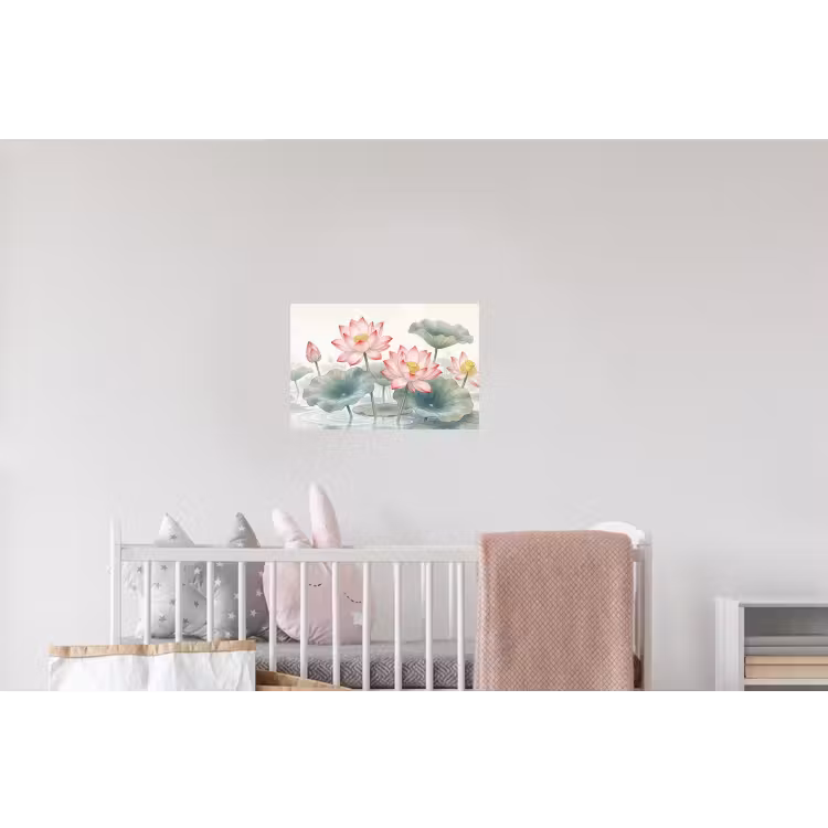 Aquarel - Lotusbloemen - Kleurrijk Muursticker klein -kinderkamer