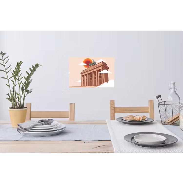Architectuur - Brandenburg - Berlijn - Zonsondergang - Historisch Muursticker klein -eettafel