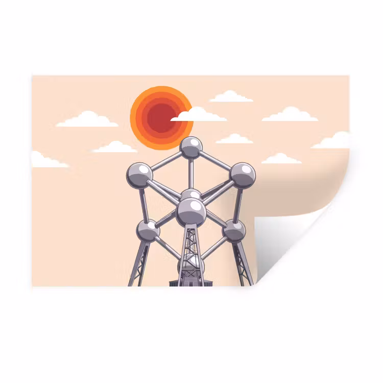 Architectuur - Geometrie - Stad - Modern - Grijs Muursticker klein -3d