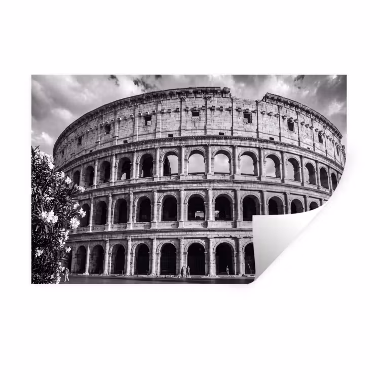 Architectuur - Colosseum - Rome - Historisch - Zwart-wit Muursticker klein -3d