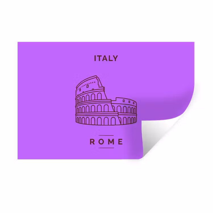 Architectuur - Colosseum - Rome - Minimalistisch - Paars Muursticker klein -3d