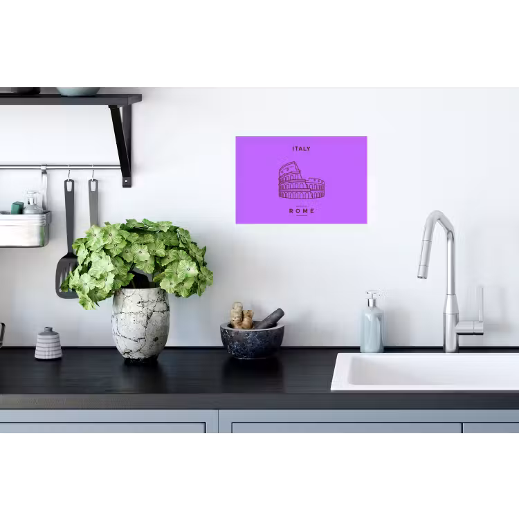 Architectuur - Colosseum - Rome - Minimalistisch - Paars Muursticker klein -keuken