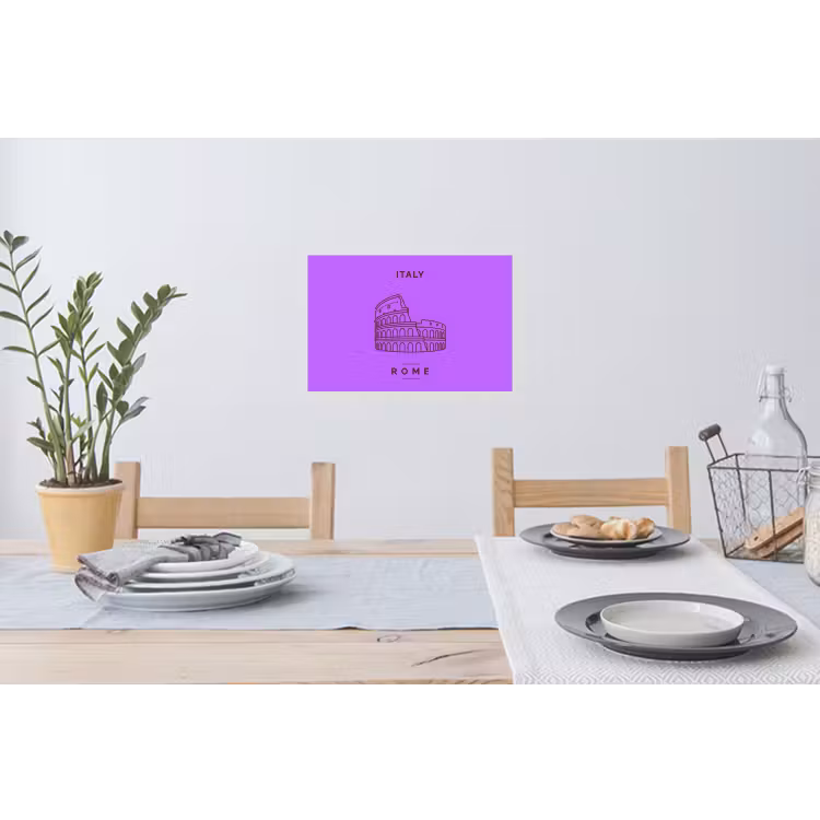 Architectuur - Colosseum - Rome - Minimalistisch - Paars Muursticker klein -eettafel