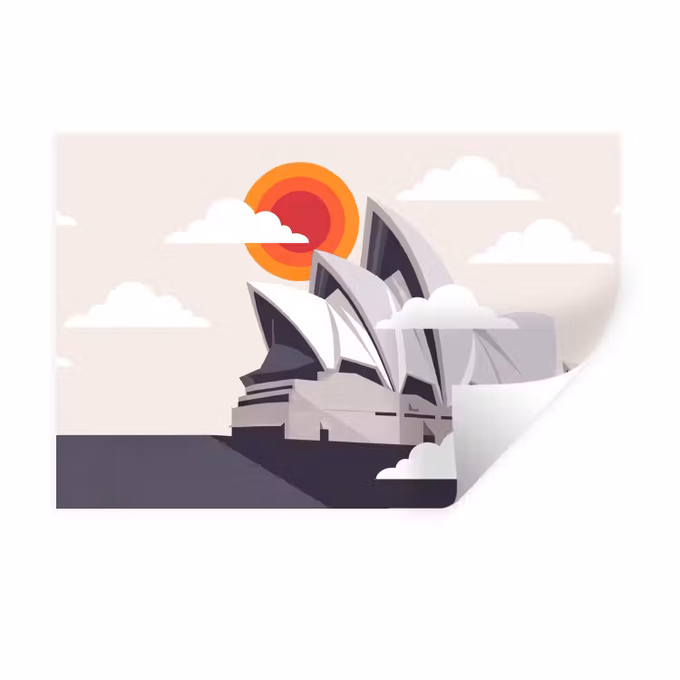 Architectuur - Stadsgezicht - Modern - Grijs - Oranje Muursticker klein -3d