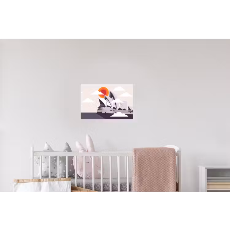 Architectuur - Stadsgezicht - Modern - Grijs - Oranje Muursticker klein -kinderkamer