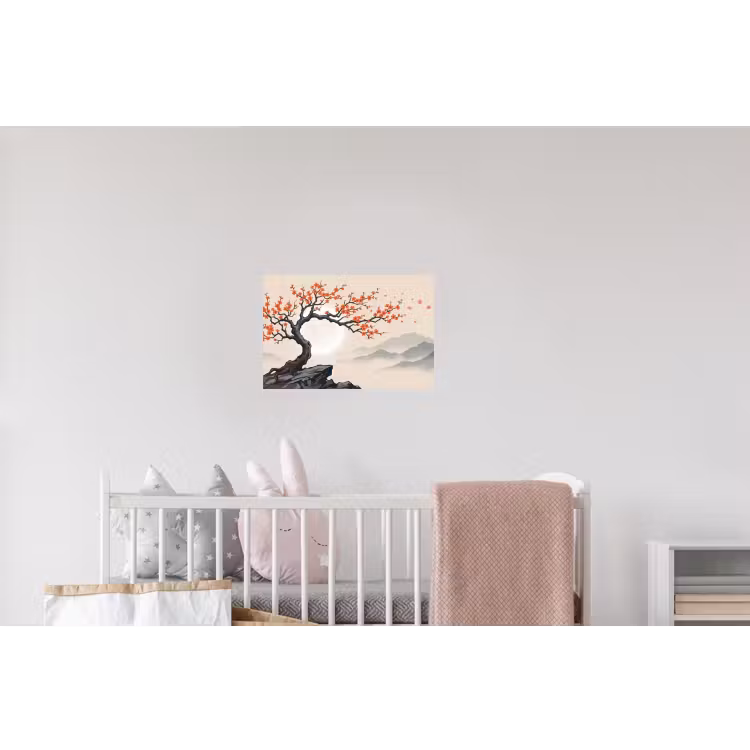 Aziatisch - Bloesem - Rood Muursticker klein -kinderkamer