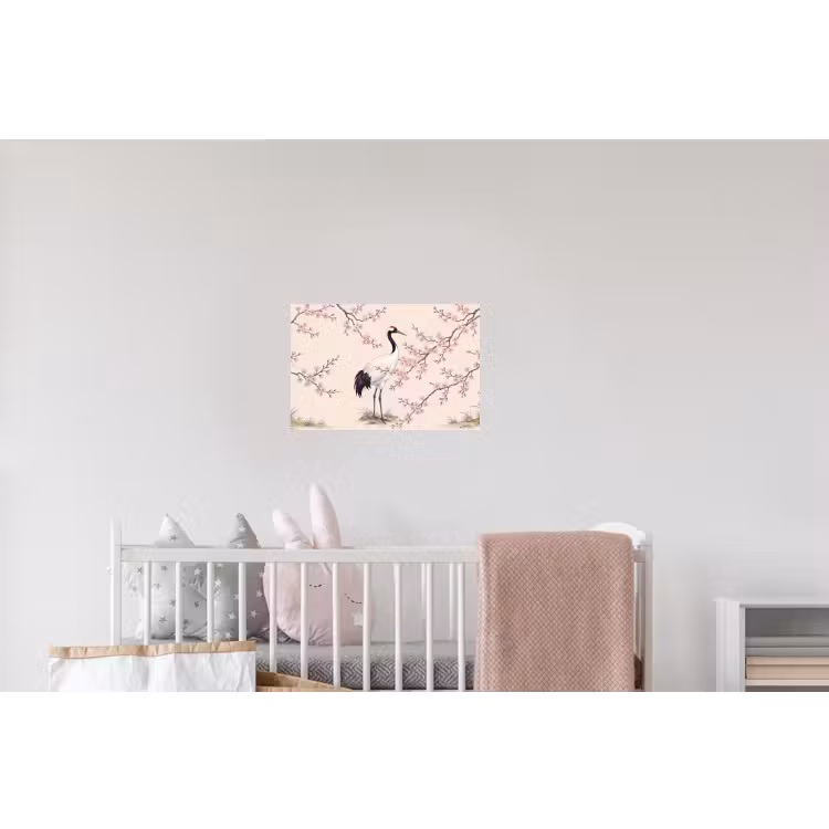 Aziatisch - Kraanvogel - Beige Muursticker klein -kinderkamer