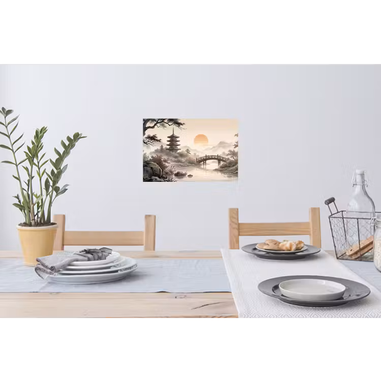Azië - Landschap - Kleurrijk Muursticker klein -eettafel