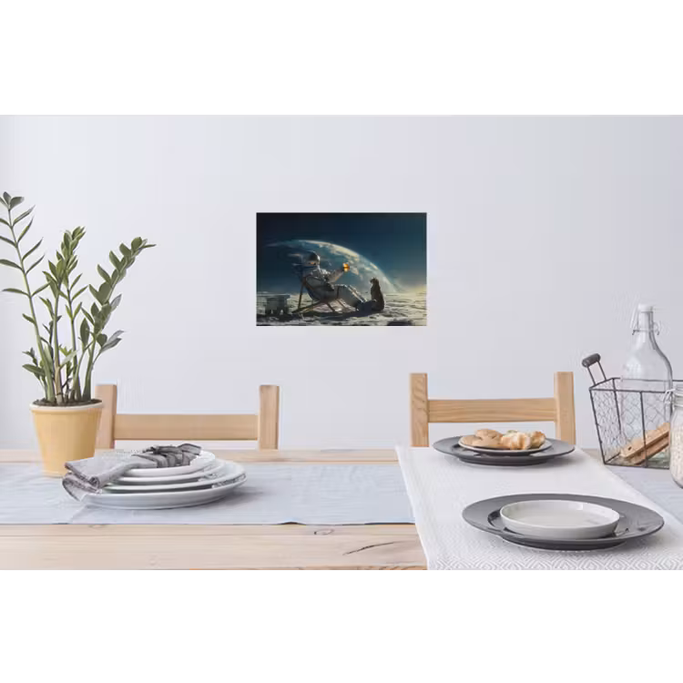 Astronaut - Kat - Glas - Stoel Muursticker klein -eettafel
