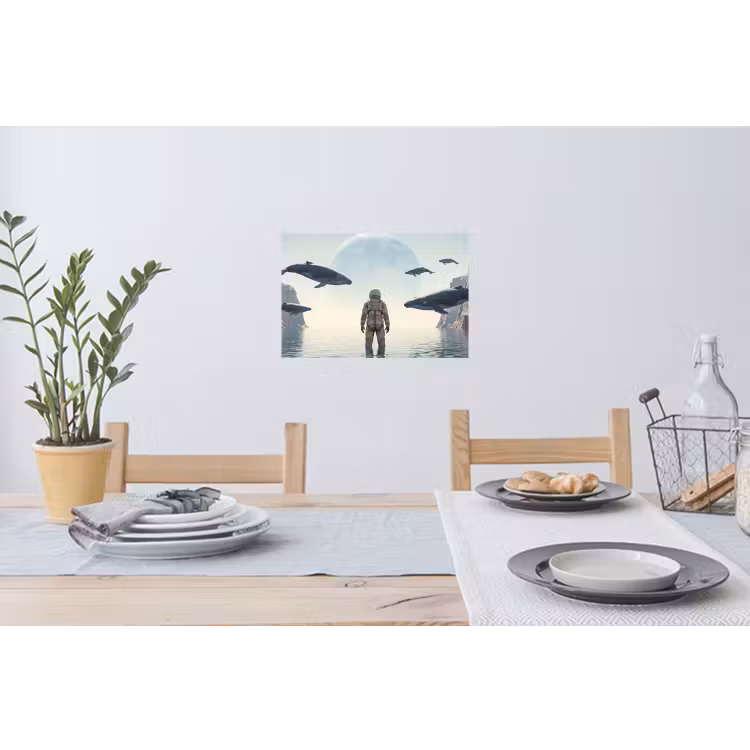 Wandtattoo – Astronaut – Wal – Fantasie - Ruimtevaarder - Walvis - Fantasie Muursticker klein