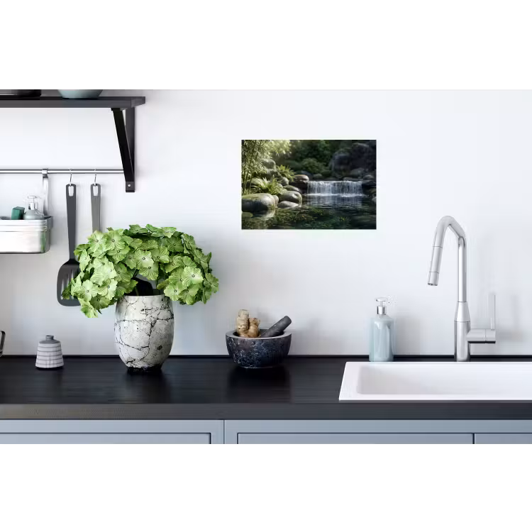 Beek - Waterval - Natuur - Groen Muursticker klein -keuken