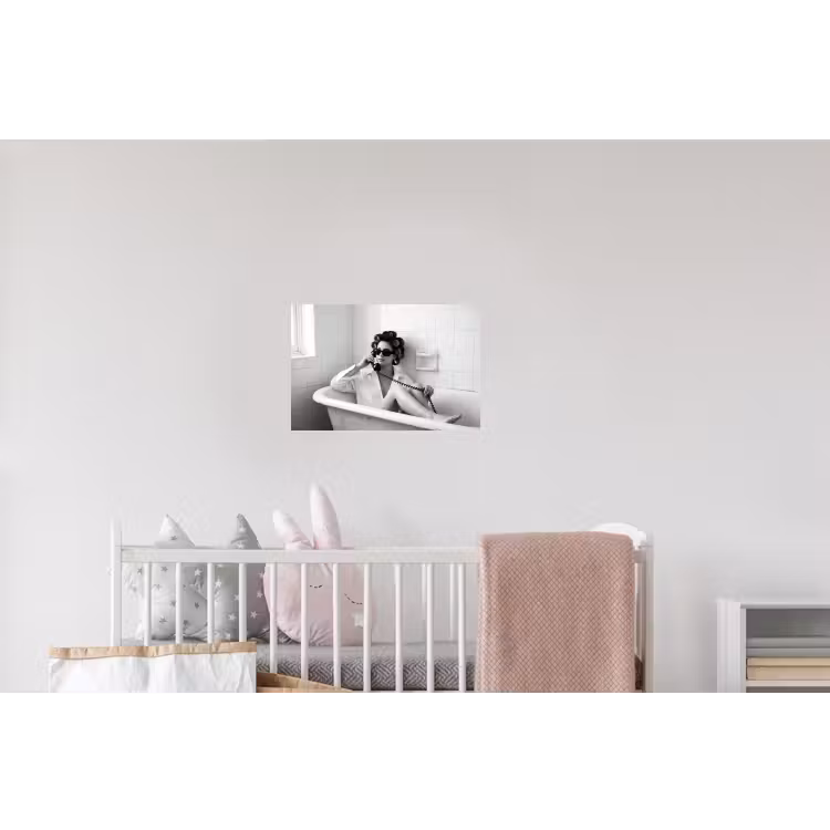 Bad - Vrouw - Zwart - Wit Muursticker klein -kinderkamer
