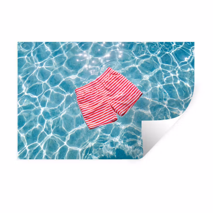 Zwemkleding - Gestreept - Water - Zomer - Rood-wit Muursticker klein -3d