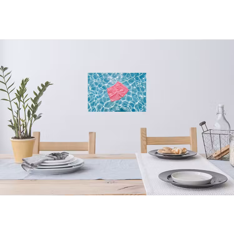 Zwemkleding - Gestreept - Water - Zomer - Rood-wit Muursticker klein -eettafel