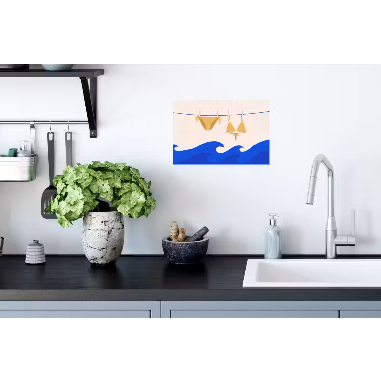 Zwemkleding - Zee - Zomer - Illustratie - Geel Muursticker klein -keuken