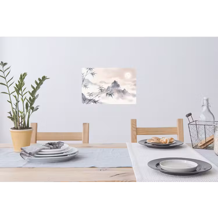 Bamboe - Azië - Grijs Muursticker klein -eettafel
