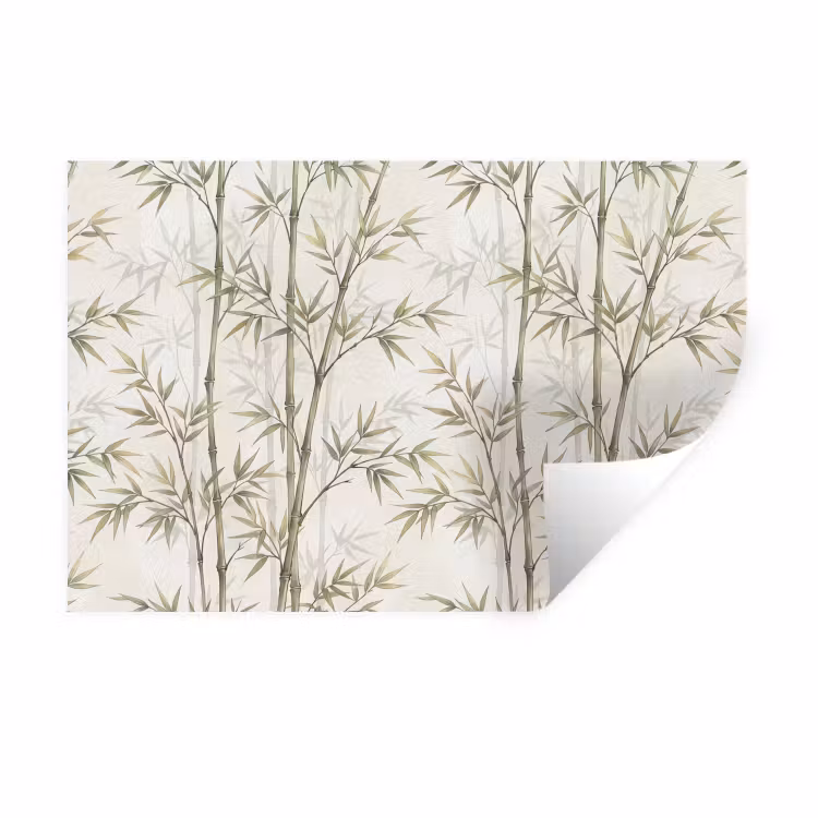 Bamboe - Bladeren - Natuur - Aquarel - Groen Muursticker klein -3d