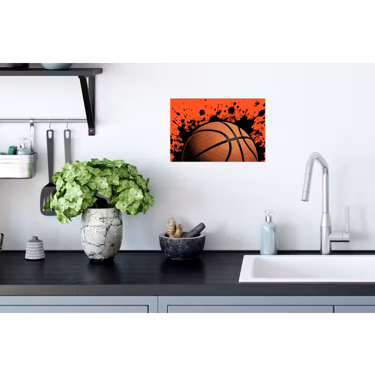 Basketbal - Verf - Sport - Oranje Muursticker klein -keuken